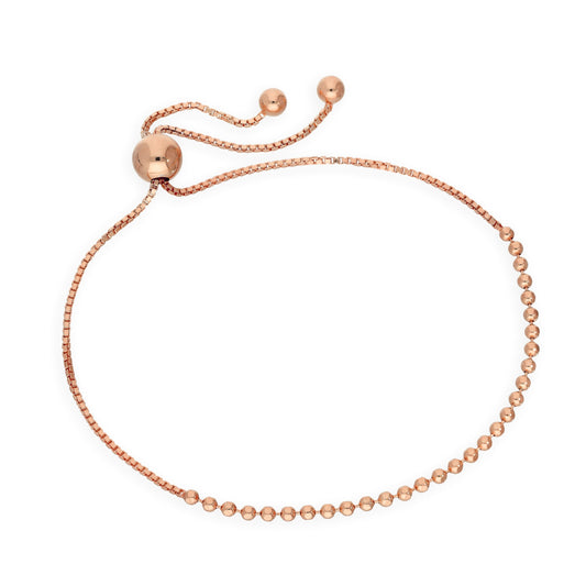 Bracelet réglable en argent sterling plaqué or rose avec perles fines