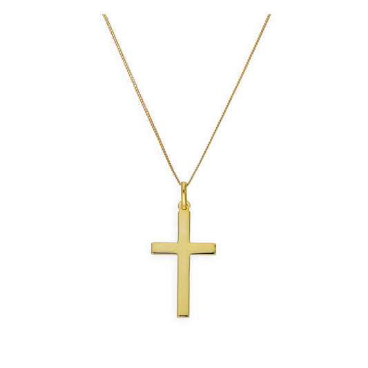 Grand collier avec pendentif croix en argent sterling plaqué or de 40 à 81 cm