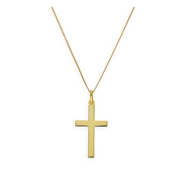 Grand collier avec pendentif croix en argent sterling plaqué or de 40 à 81 cm