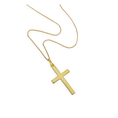 Grand collier avec pendentif croix en argent sterling plaqué or de 40 à 81 cm