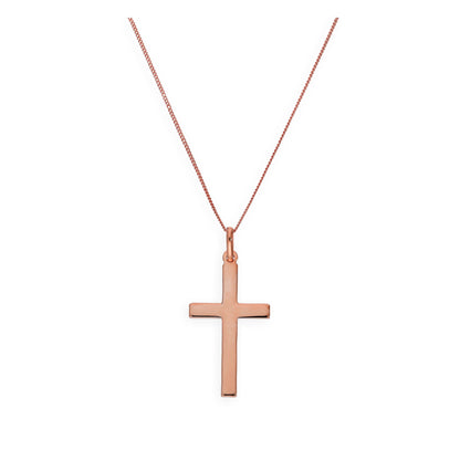 Grand collier avec pendentif croix en argent sterling plaqué or rose de 35 à 81 cm