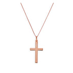 Grand collier avec pendentif croix en argent sterling plaqué or rose de 35 à 81 cm