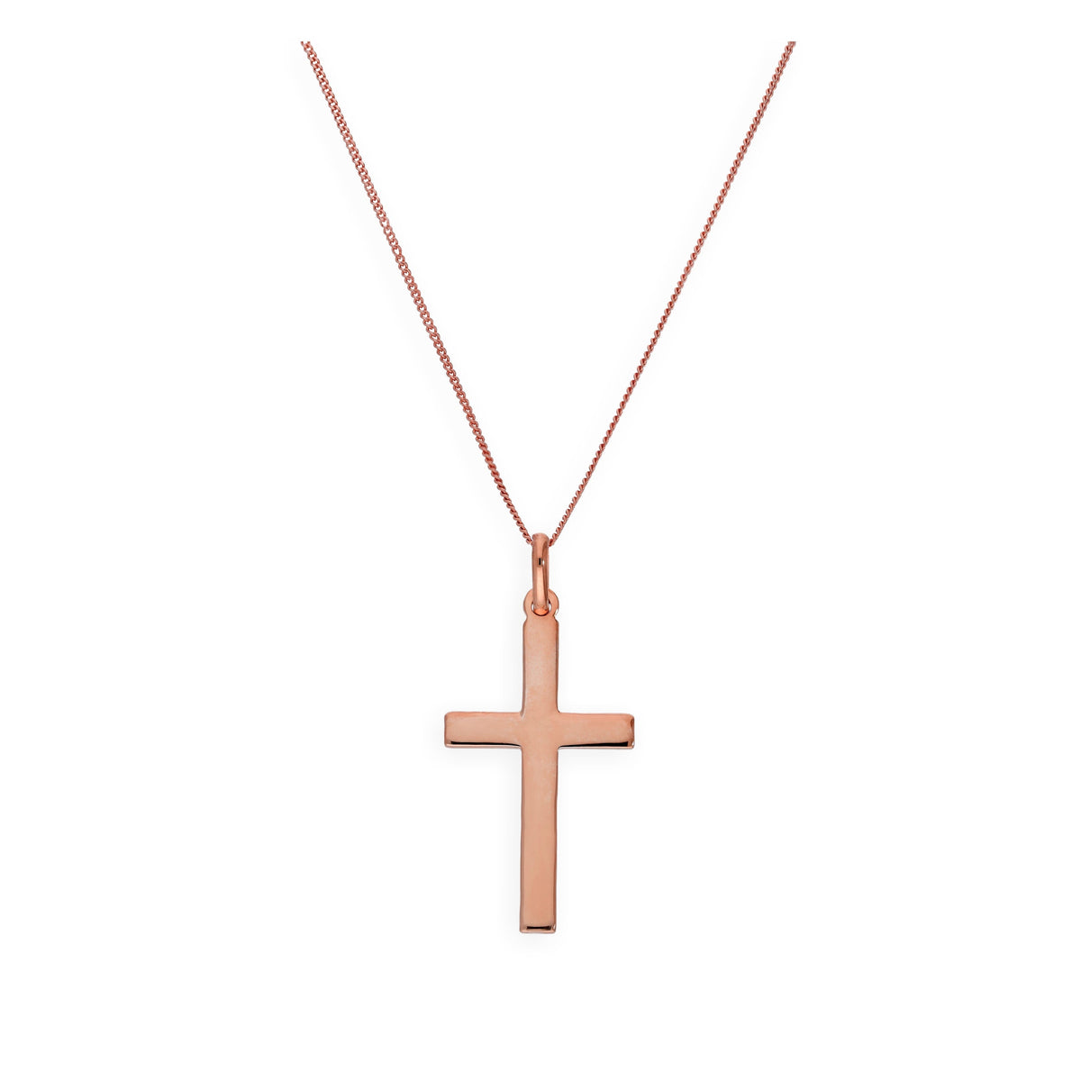 Grand collier avec pendentif croix en argent sterling plaqué or rose de 35 à 81 cm