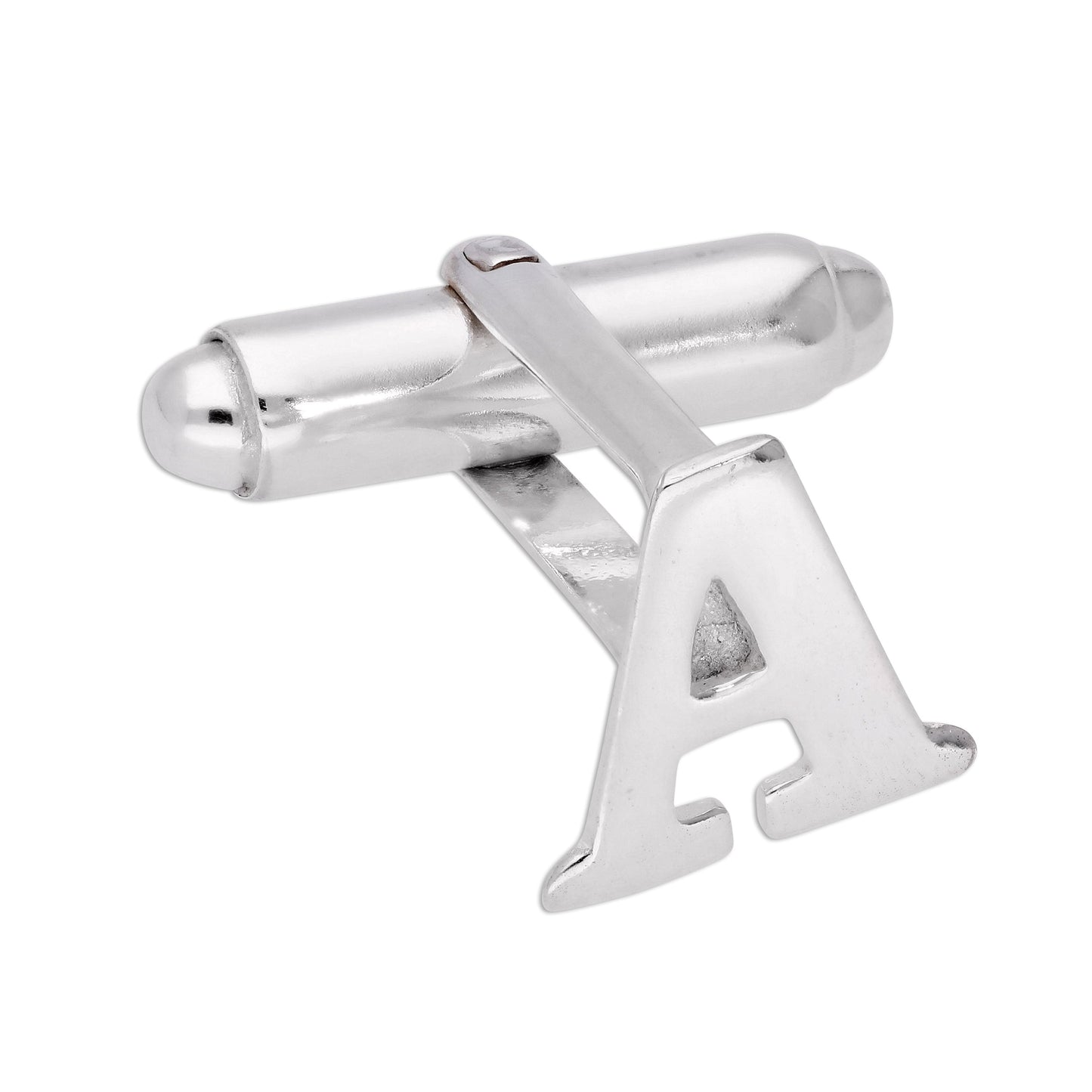 Boutons de manchette pivotants en argent sterling avec lettres de l'alphabet A à Z