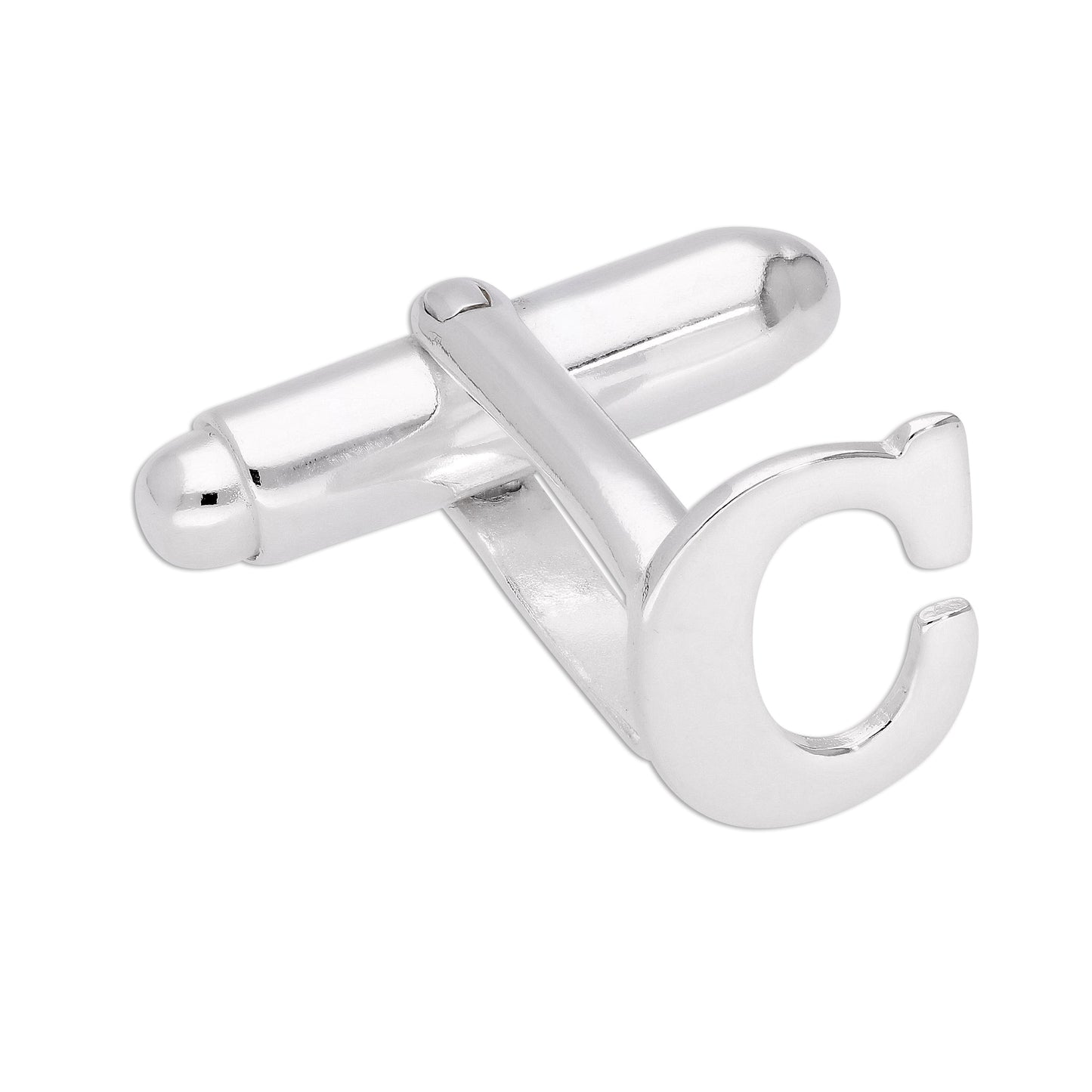 Boutons de manchette pivotants en argent sterling avec lettres de l'alphabet A à Z