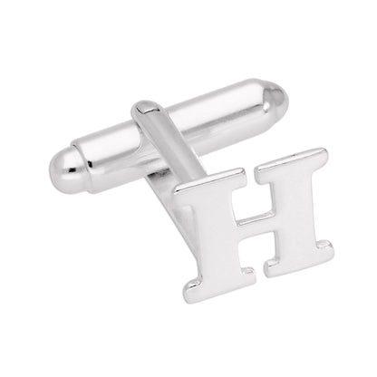 Boutons de manchette pivotants en argent sterling avec lettres de l'alphabet A à Z