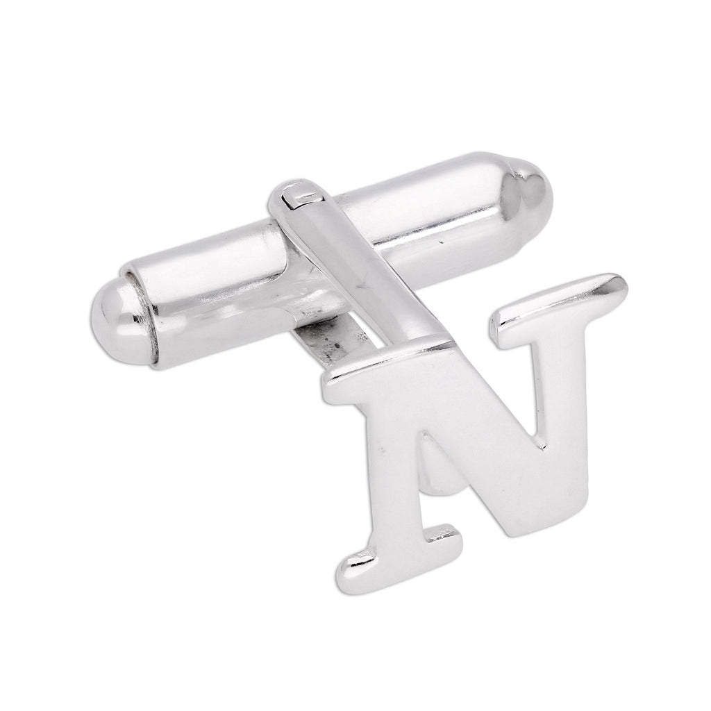 Boutons de manchette pivotants en argent sterling avec lettres de l'alphabet A à Z