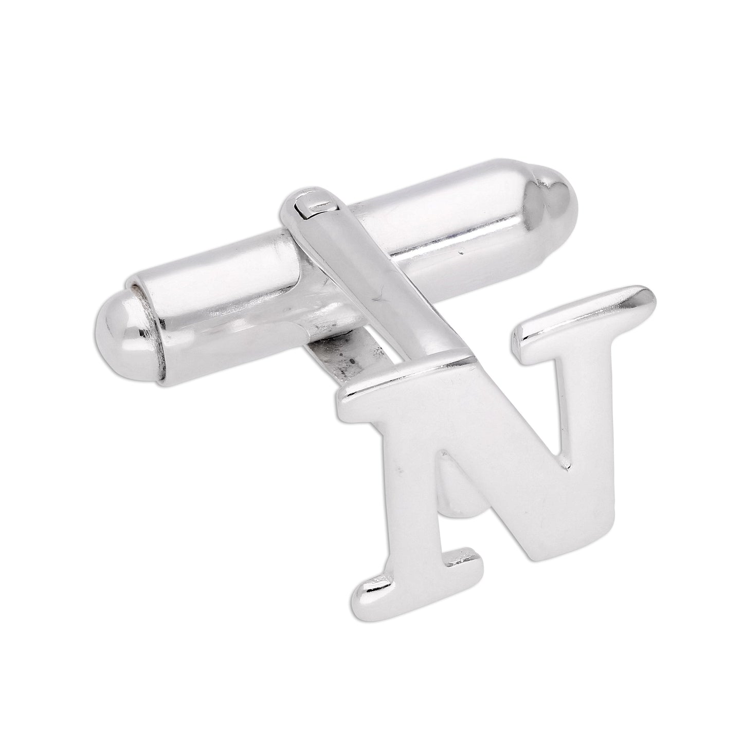 Boutons de manchette pivotants en argent sterling avec lettres de l'alphabet A à Z