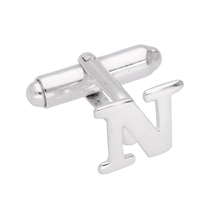 Boutons de manchette pivotants en argent sterling avec lettres de l'alphabet A à Z