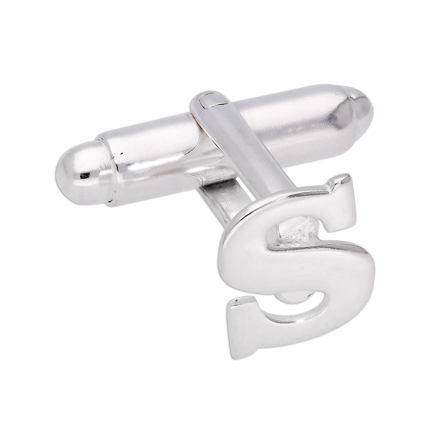 Boutons de manchette pivotants en argent sterling avec lettres de l'alphabet A à Z