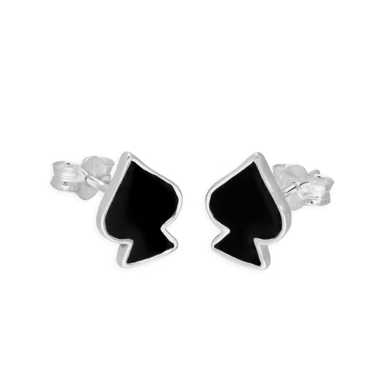 Boucles d'oreilles à tige en argent sterling et émail noir
