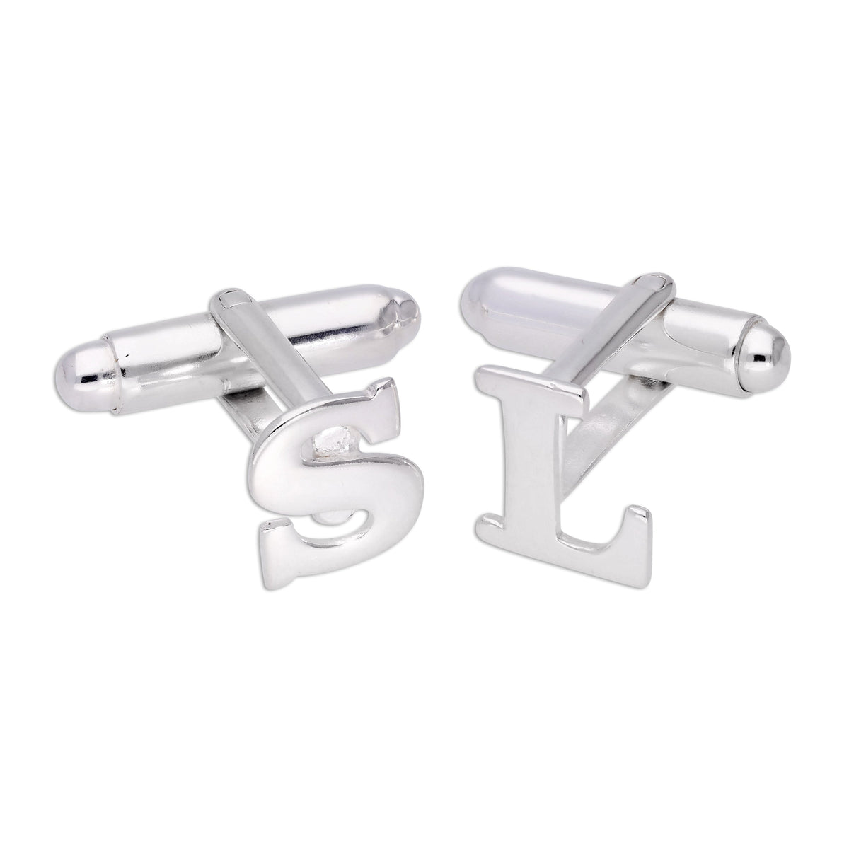 Boutons de manchette pivotants en argent sterling avec lettres de l'alphabet A à Z