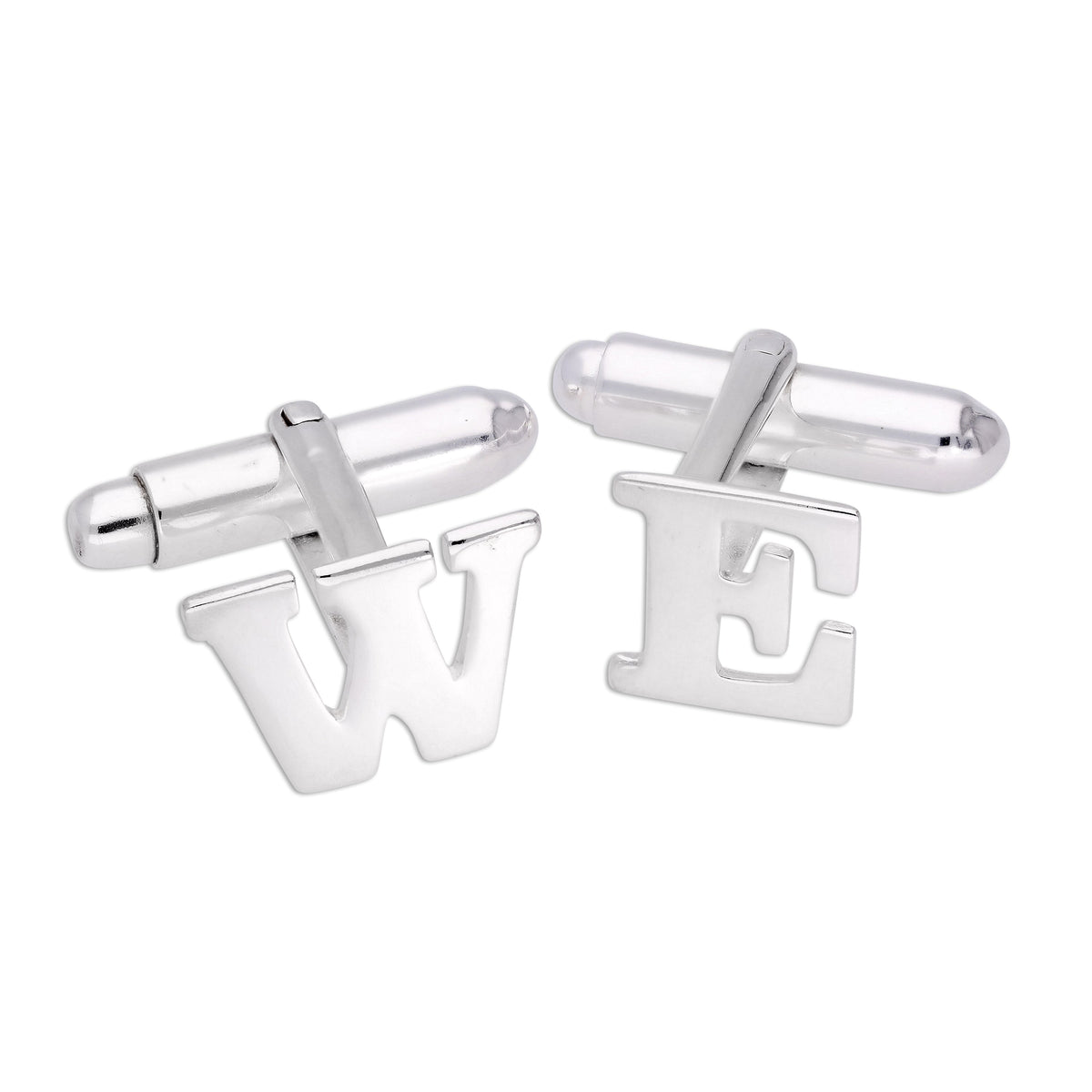 Boutons de manchette pivotants en argent sterling avec lettres de l'alphabet A à Z
