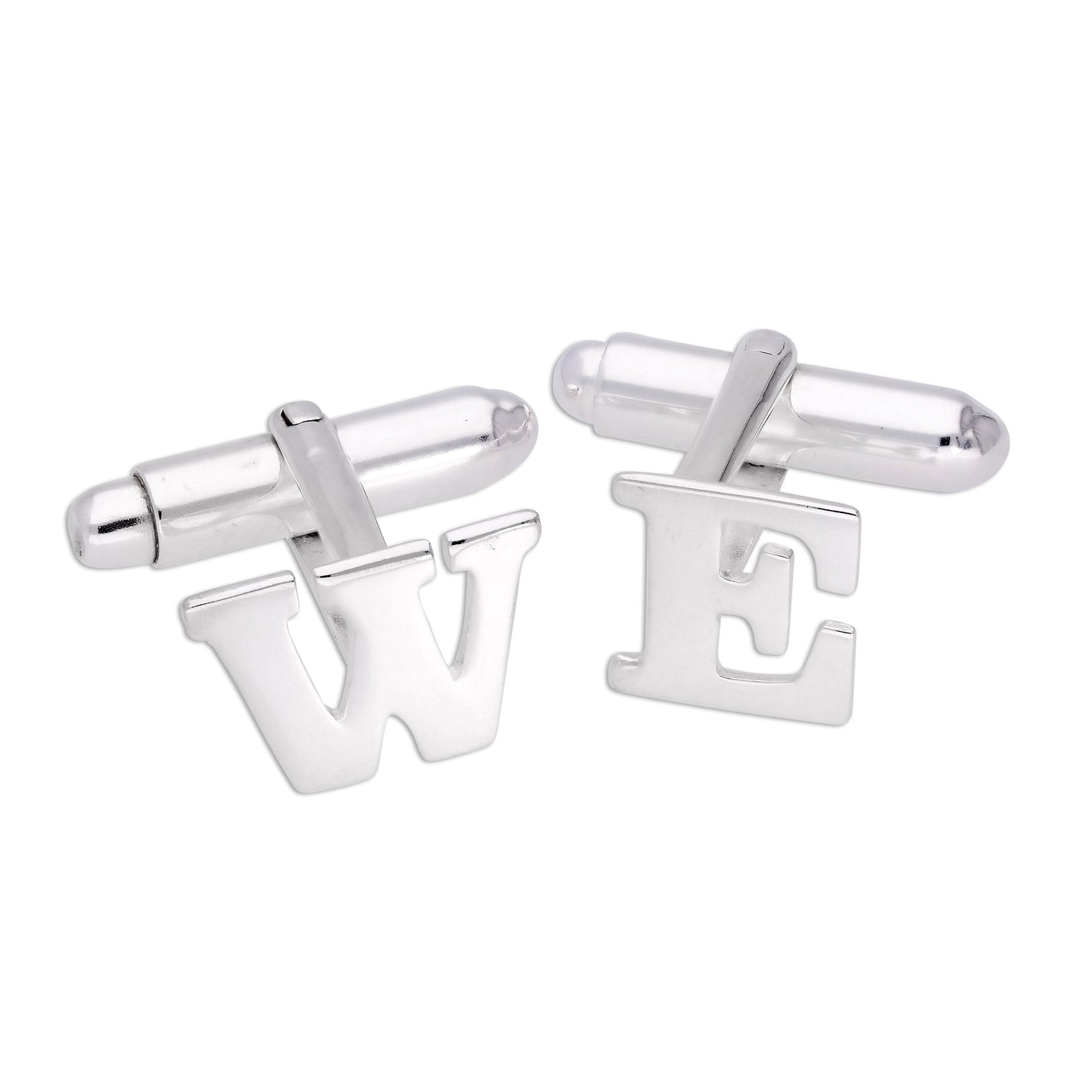 Boutons de manchette pivotants en argent sterling avec lettres de l'alphabet A à Z