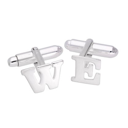 Boutons de manchette pivotants en argent sterling avec lettres de l'alphabet A à Z