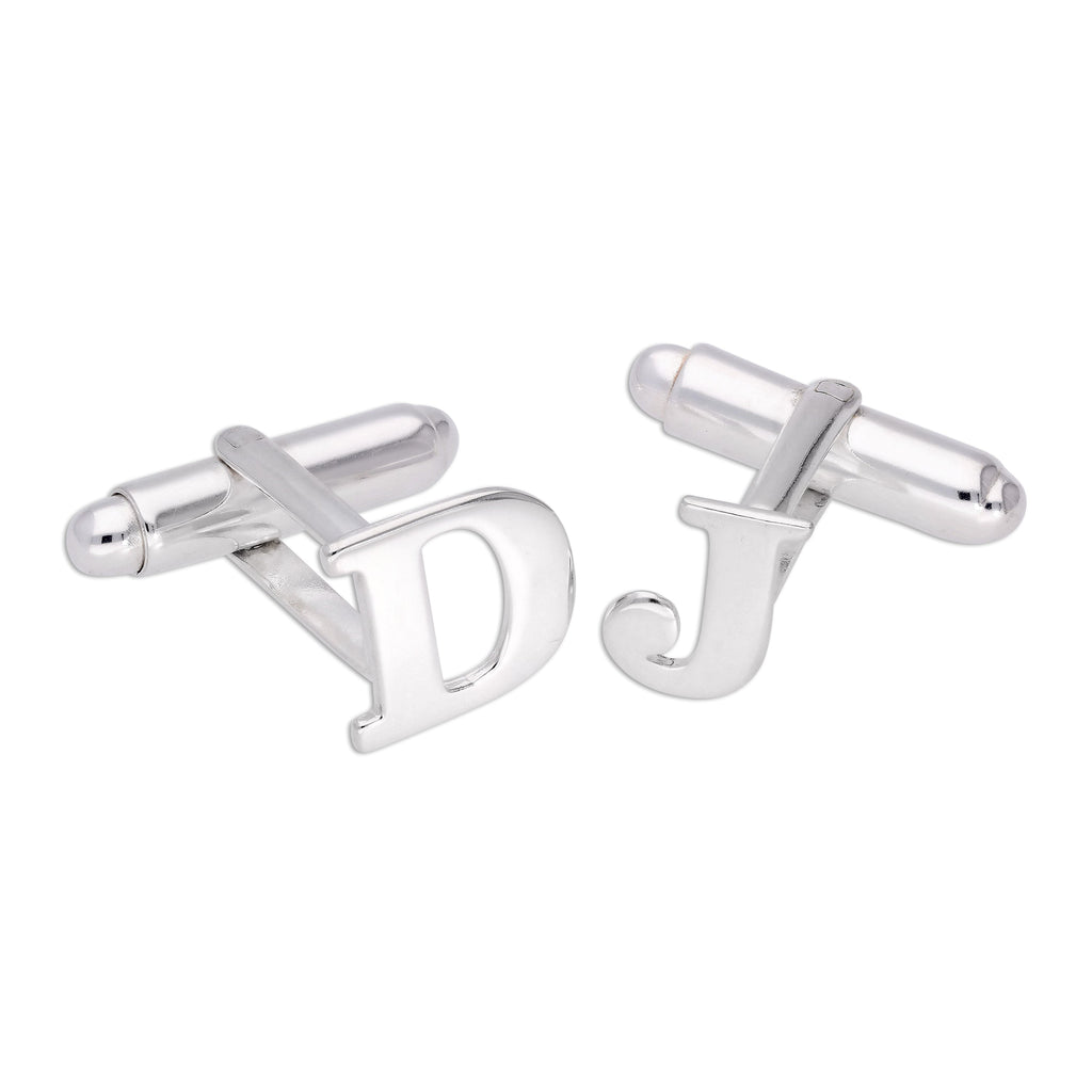 Boutons de manchette pivotants en argent sterling avec lettres de l'alphabet A à Z