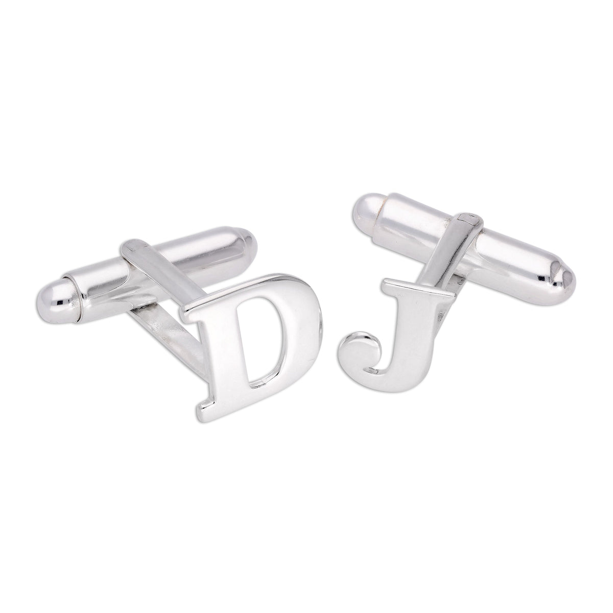 Boutons de manchette pivotants en argent sterling avec lettres de l'alphabet A à Z