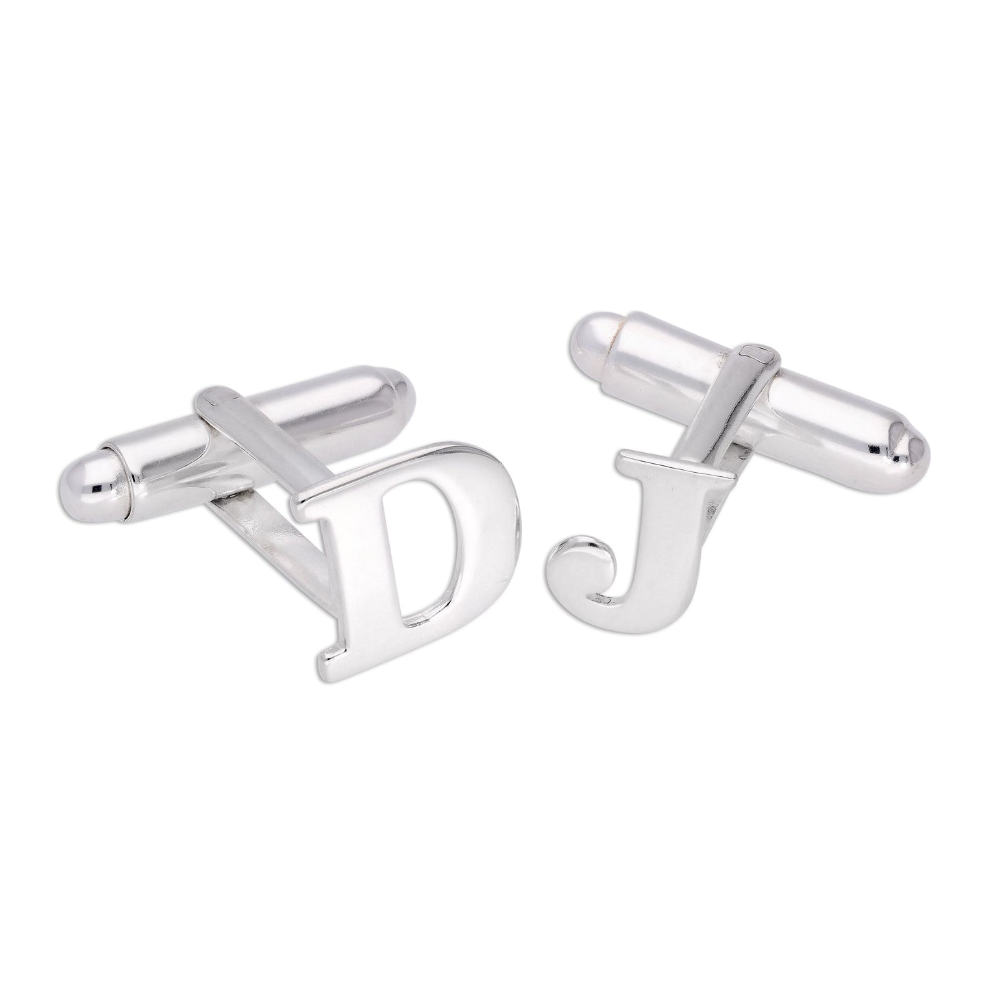 Boutons de manchette pivotants en argent sterling avec lettres de l'alphabet A à Z