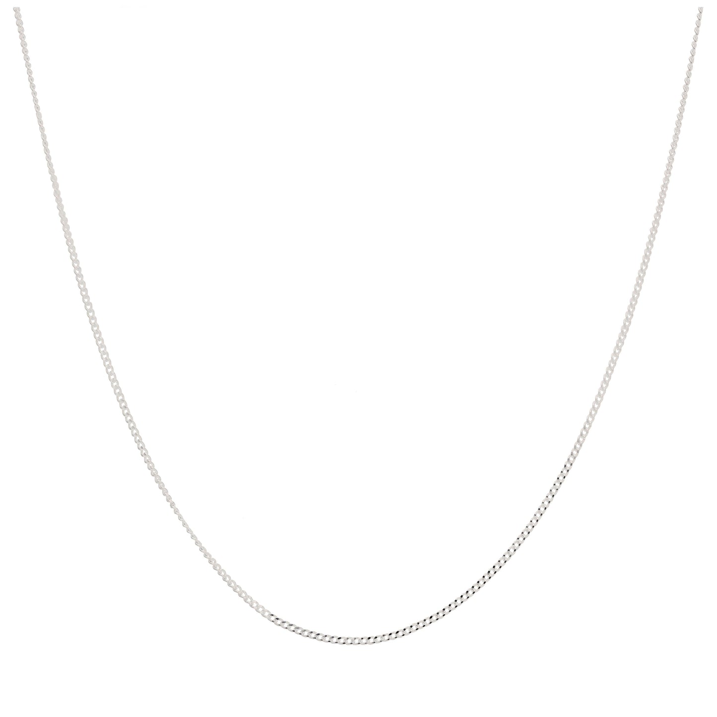 Chaîne gourmette en argent sterling très fine de 0,5 mm, taille diamant, 14 à 32 pouces