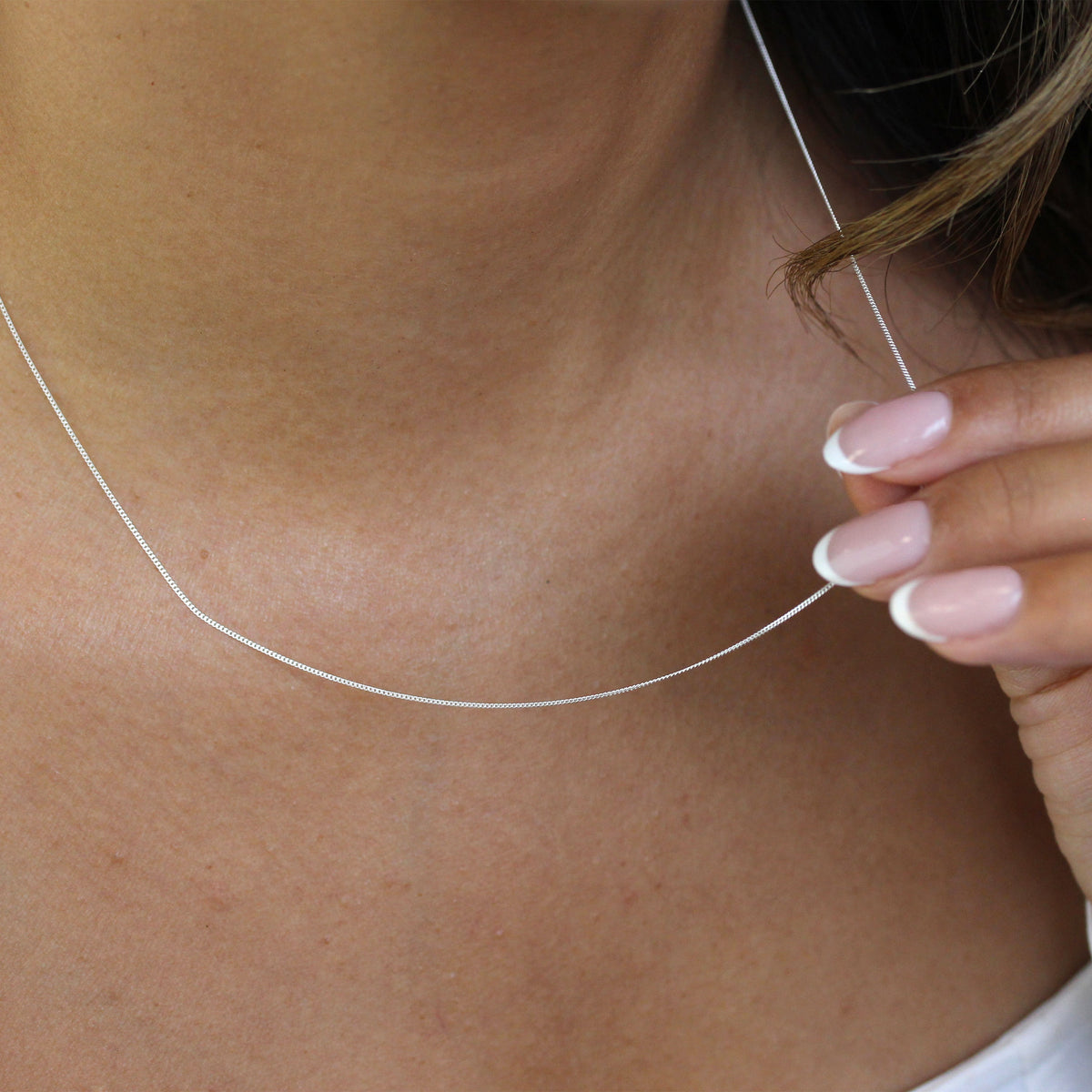 Chaîne gourmette en argent sterling très fine de 0,5 mm, taille diamant, 35 à 81 cm