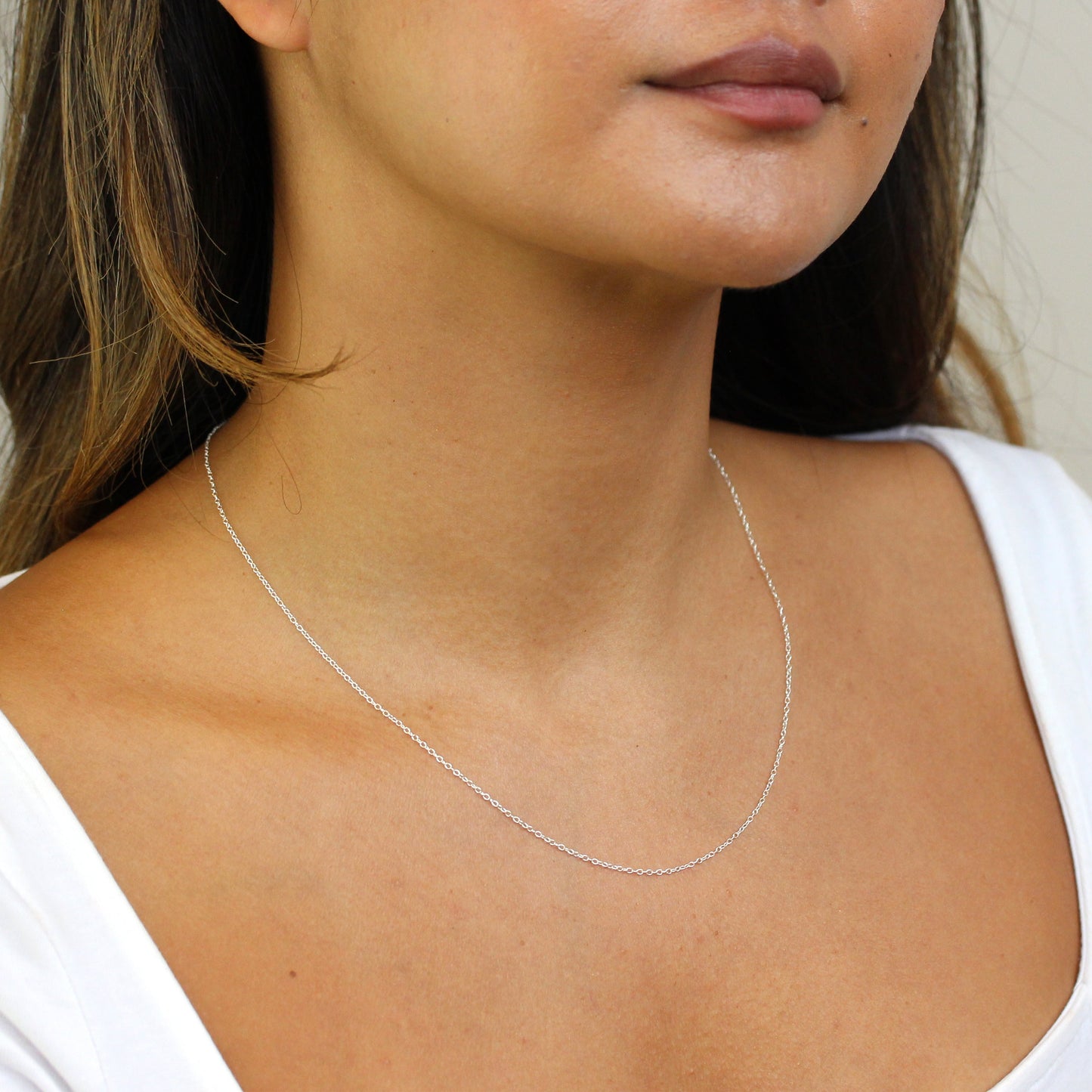 Chaîne à maillons ronds en argent sterling de 1 mm, 14 à 32 pouces