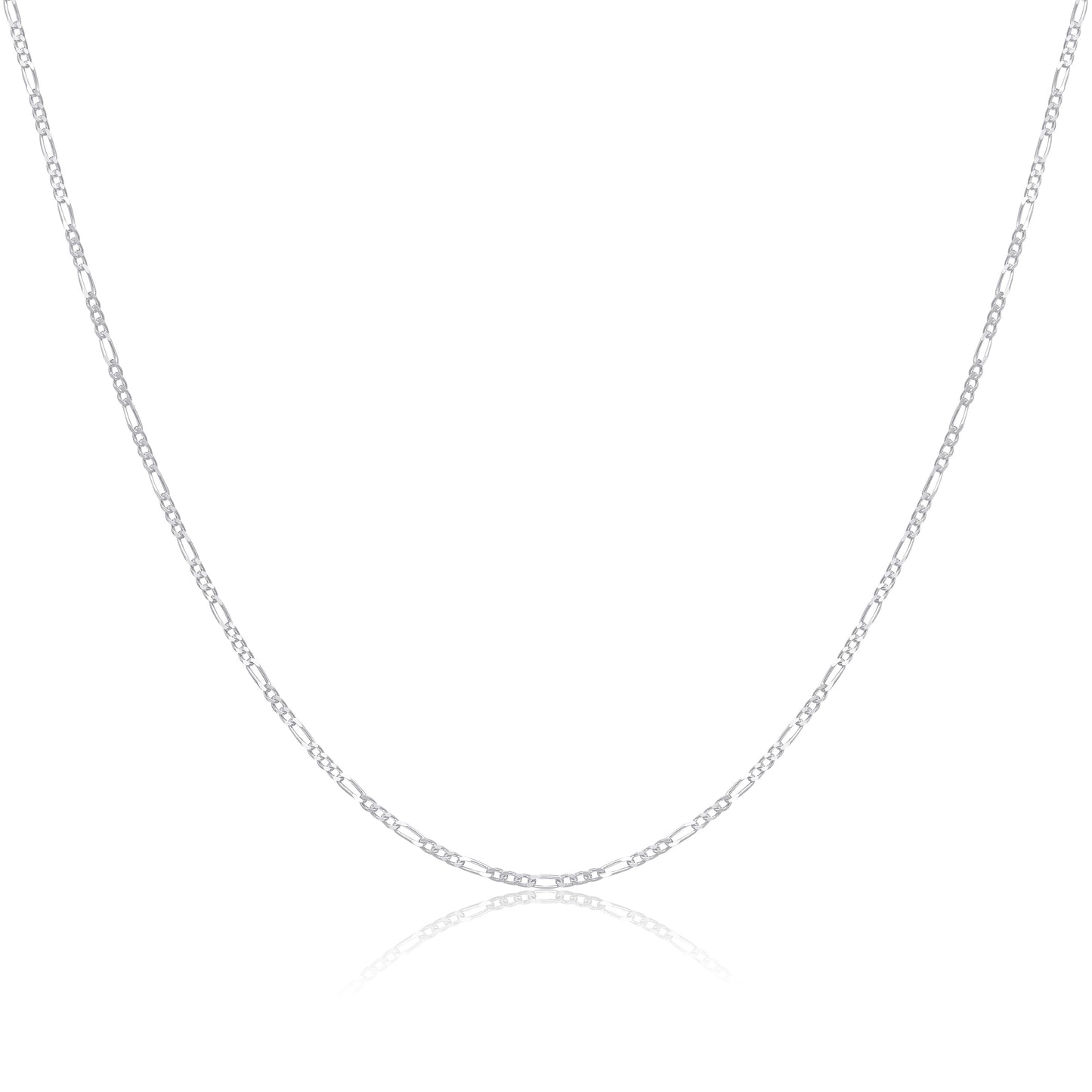 Chaîne Figaro en argent sterling de 1,3 mm, 14 à 32 pouces