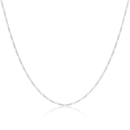 Chaîne Figaro en argent sterling de 1,3 mm, 14 à 32 pouces