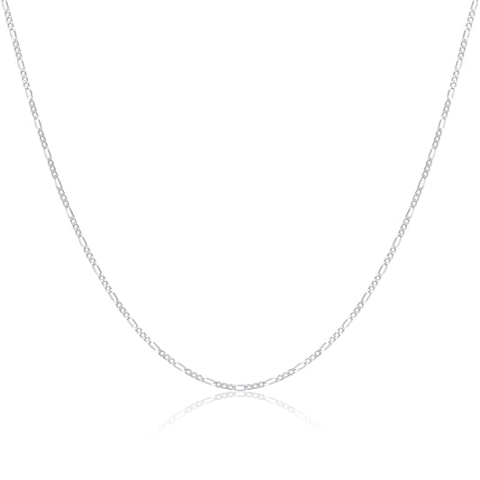 Chaîne Figaro en argent sterling de 1,3 mm, 14 à 32 pouces