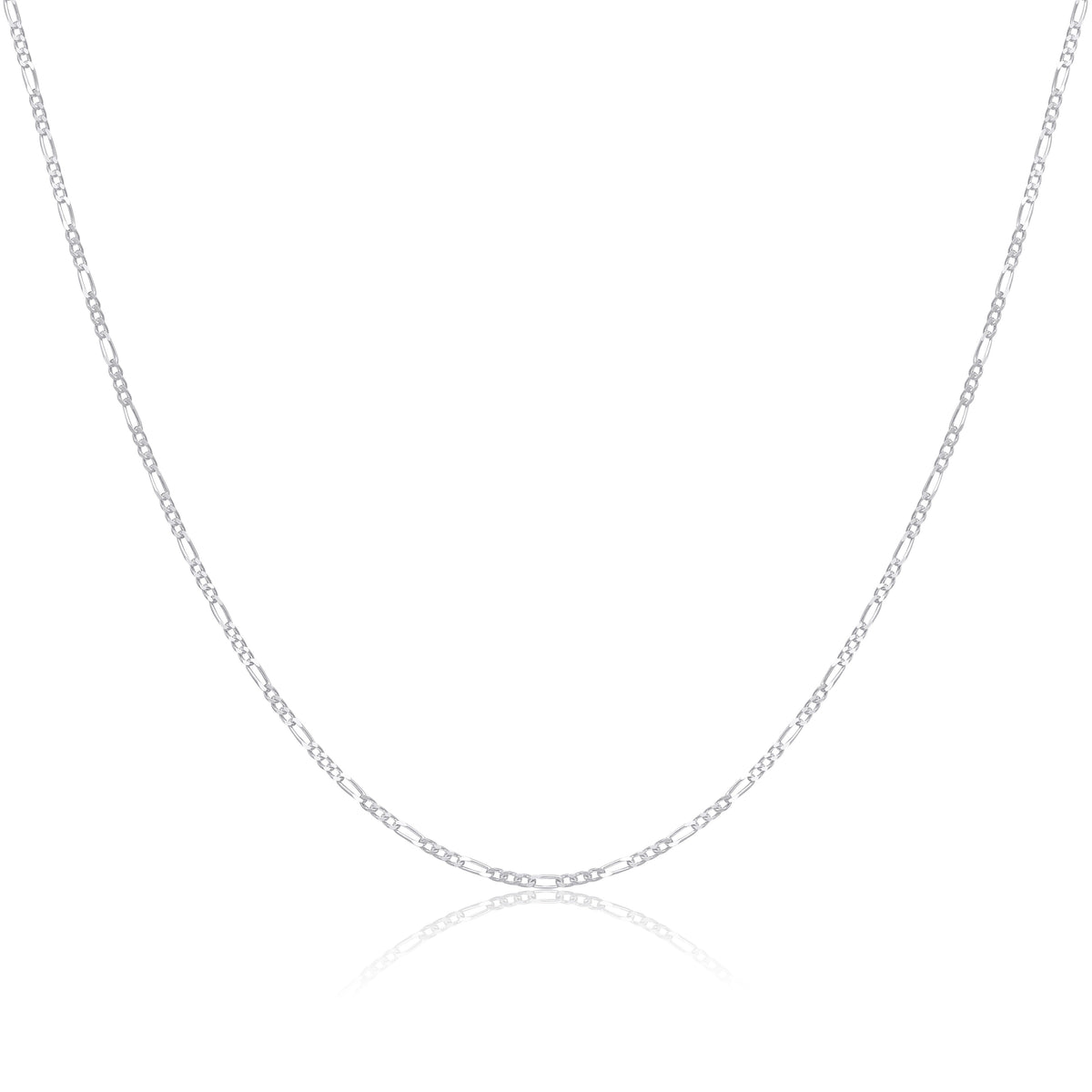 Chaîne Figaro en argent sterling de 1,3 mm, 35 à 81 cm