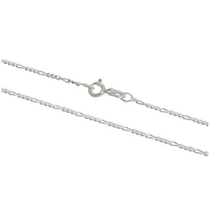 Chaîne Figaro en argent sterling de 1,3 mm, 14 à 32 pouces