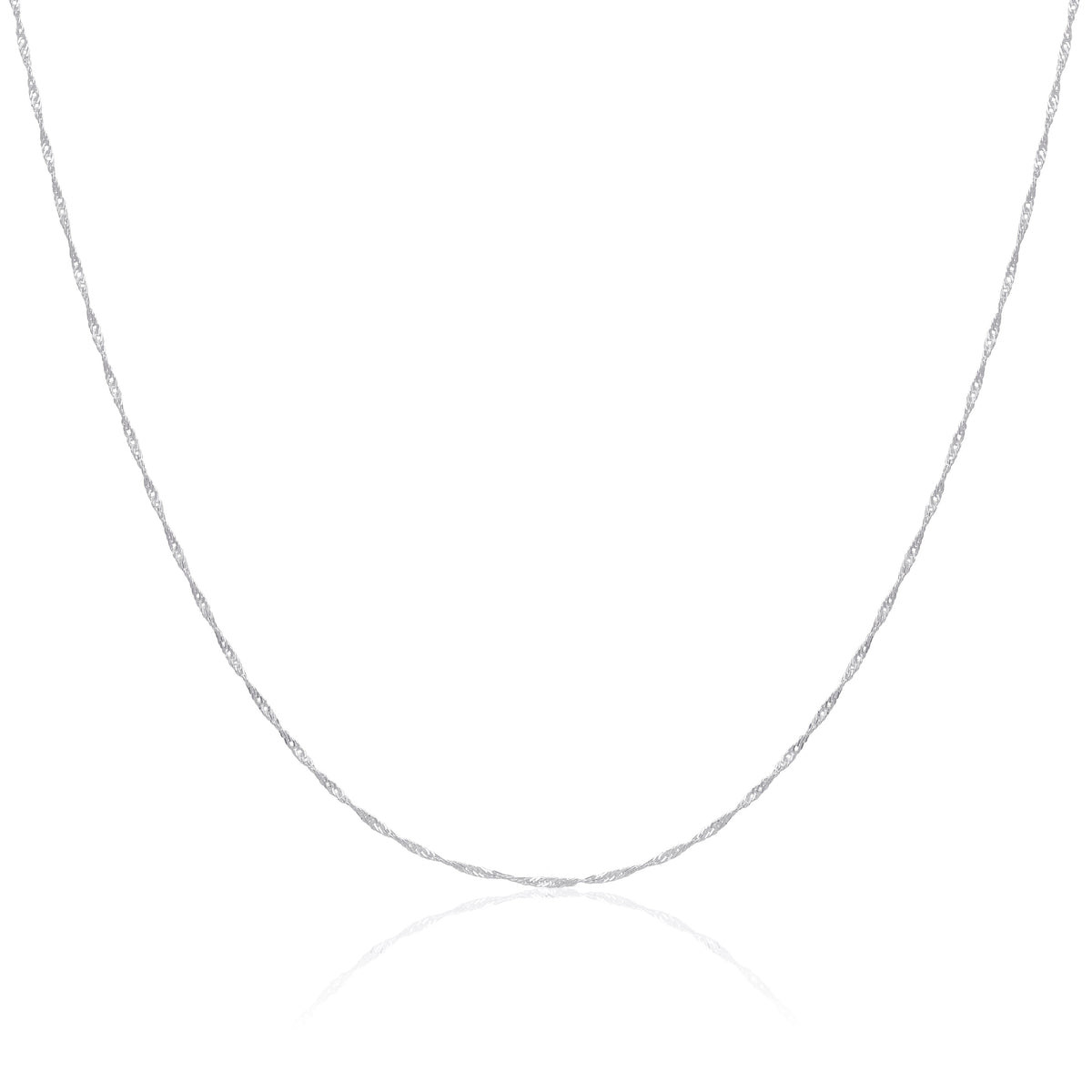 Chaîne torsadée en argent sterling à taille diamant disco de 40 à 61 cm