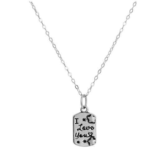Collier pendentif en argent sterling avec inscription « Je t'aime » de 35 à 71 cm
