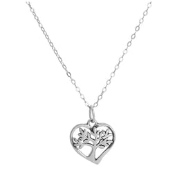 Collier avec pendentif arbre en argent sterling en forme de cœur, 35 à 70 cm