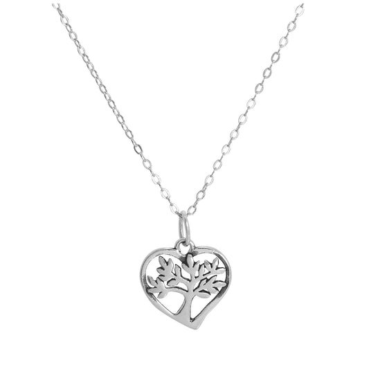 Collier avec pendentif arbre en argent sterling en forme de cœur, 14 à 28 pouces