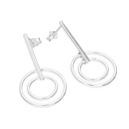 Boucles d'oreilles pendantes en argent sterling avec barre et cercles