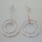 Boucles d'oreilles pendantes en argent sterling avec barre et cercles