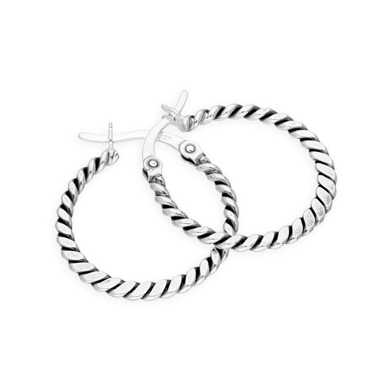 Boucles d'oreilles créoles tissées en argent sterling de 21 mm