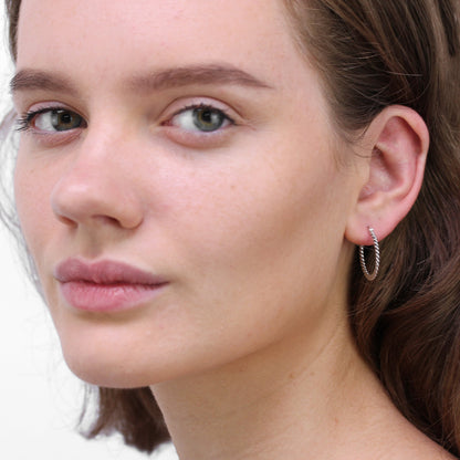 Boucles d'oreilles créoles tissées en argent sterling de 21 mm