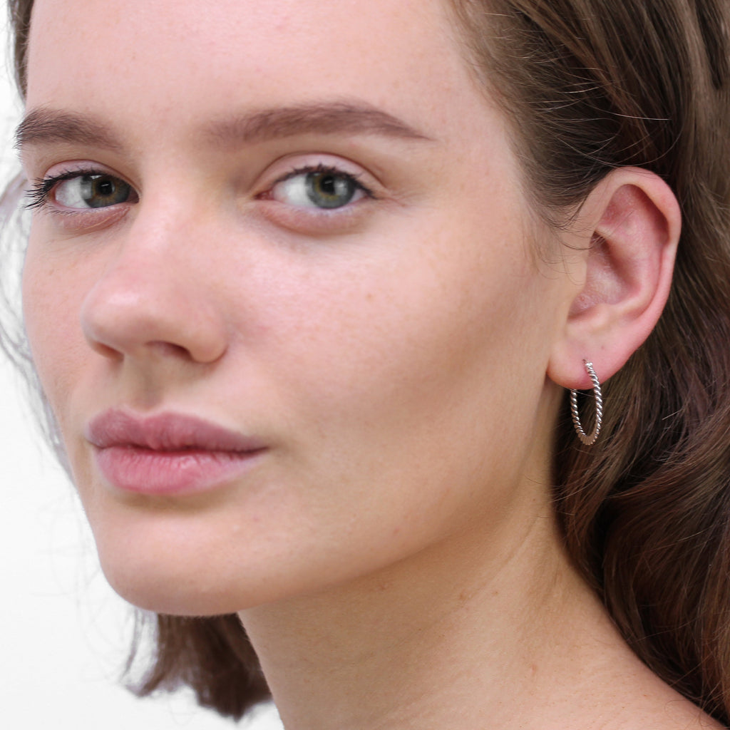Boucles d'oreilles créoles tissées en argent sterling de 21 mm