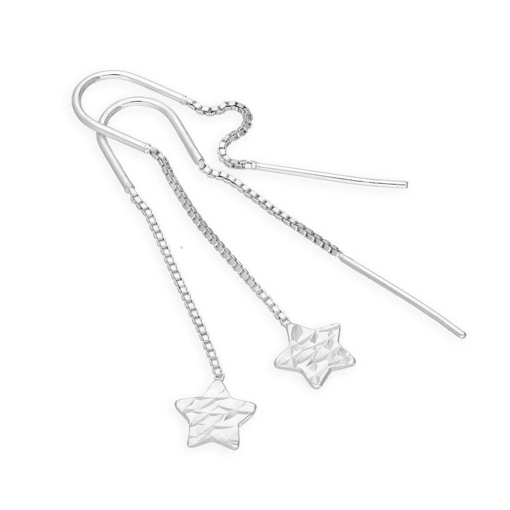 Boucles d'oreilles à enfiler en argent sterling avec étoile taille diamant