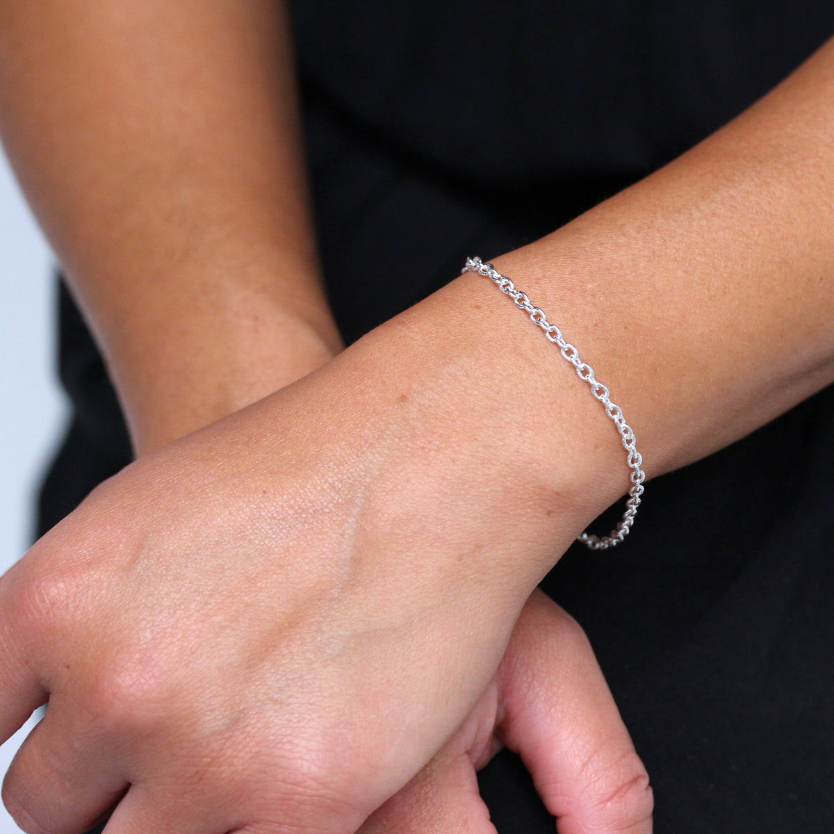 Bracelet gourmette en argent sterling de 3 mm, 15 à 20 cm