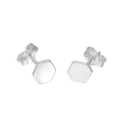Boucles d'oreilles à tige hexagonales en argent sterling