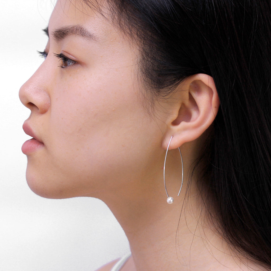 Boucles d'oreilles à boucle en argent sterling et perles