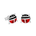 Grandes boucles d'oreilles coccinelles en argent sterling et émail coloré