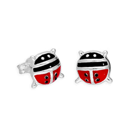 Grandes boucles d'oreilles coccinelles en argent sterling et émail coloré