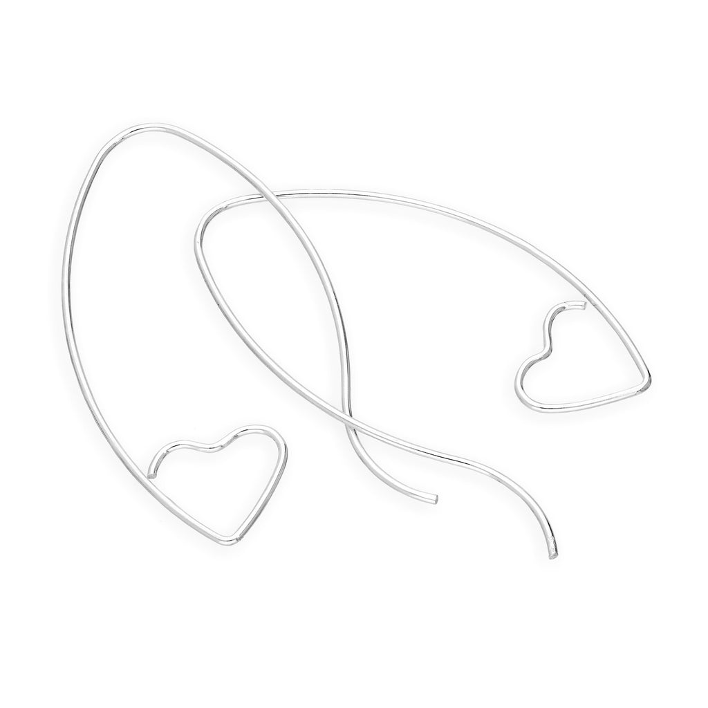Boucles d'oreilles en argent sterling à boucle ouverte en forme de cœur