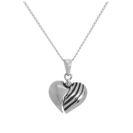 Pendentif cœur ouvrant en argent sterling avec note de musique à l'intérieur sur chaîne de 14 à 32 pouces