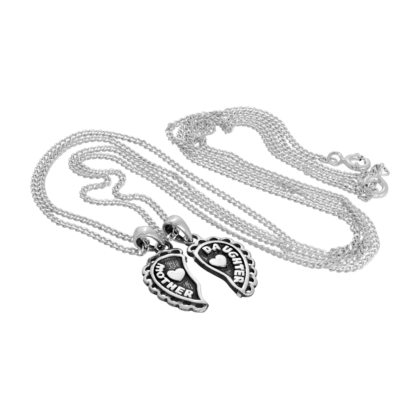 Collier double pendentif cœur mère et fille en argent sterling, 40 à 61 cm