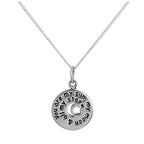 Pendentif rond en argent sterling avec message, lune et étoiles découpées, sur chaîne de 35 à 81 cm