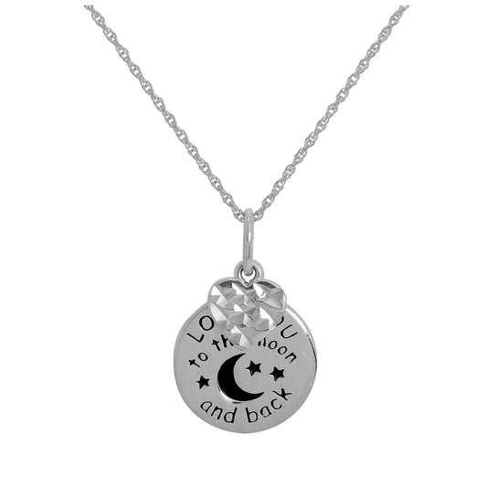 Collier en argent sterling « Love You To The Moon &amp; Back » avec cœur, 35,6 à 55,9 cm